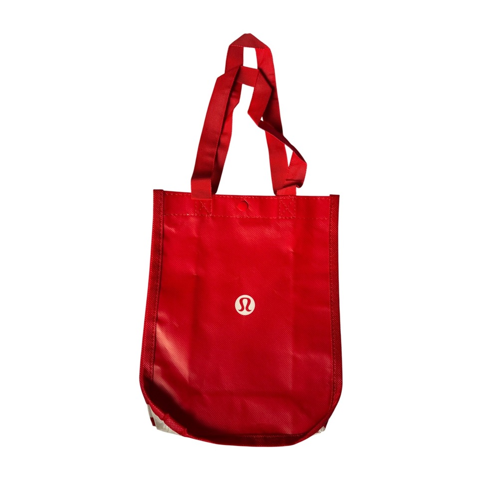 Lululemon Reusable Shopping Tote Bag Red Small Shopper Snap Closure Eco Friendly